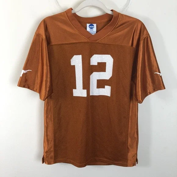 University Of Texas Longhorns NCAA #12  Jersey Sz Youth (14/16) Orange Football