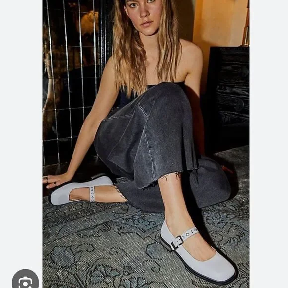 Free People Round‎ Toe Rumor Mary Jane White Leather Size 6.5 New In Box