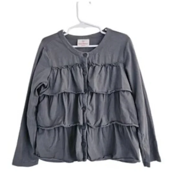 Hanna Andersson Gray Ruffle Cardigan - Size 130 / 8