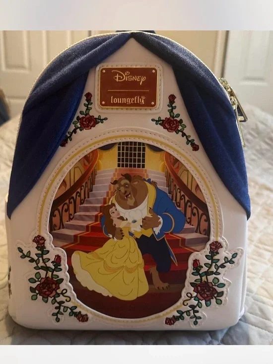 Loungefly White & Blue Beauty and the Beast Mini Backpack
