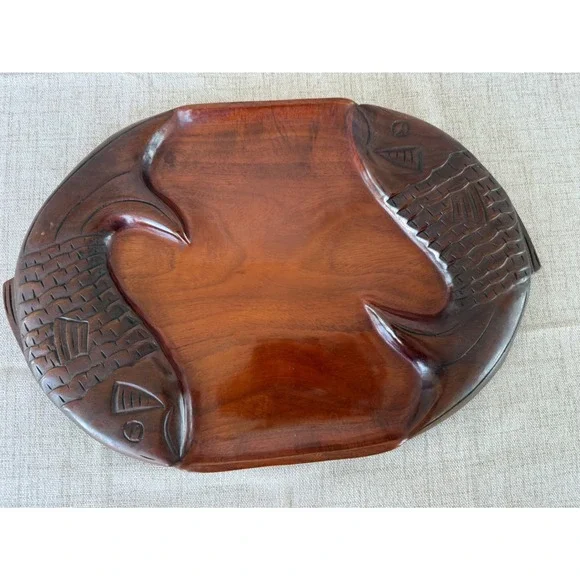 Hand carved vintage fish Sushi Serving Tray 15.5
