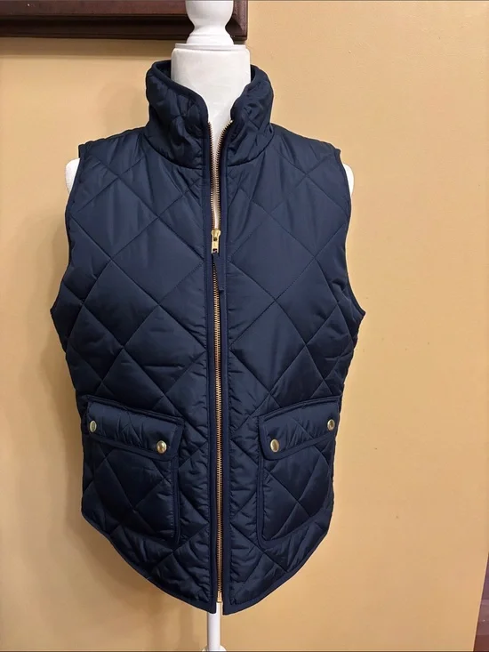 J. Crew Quilted Navy Blue Puffer Vest