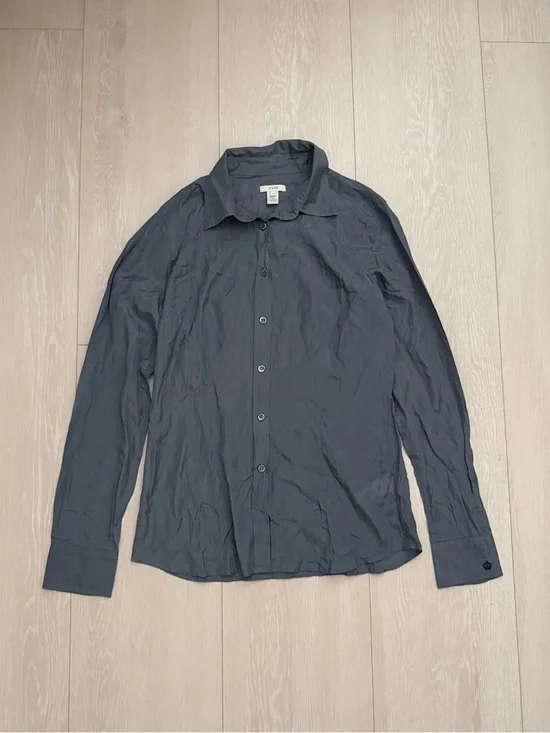 J. Crew Silk Blend Dark Charcoal Button-Down Shirt