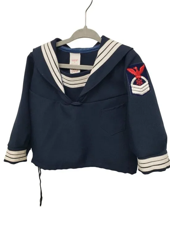 Vintage R Gee Navy Blue Sailor Shirt Top Embroidered Patch Boys Kids 4T Costume