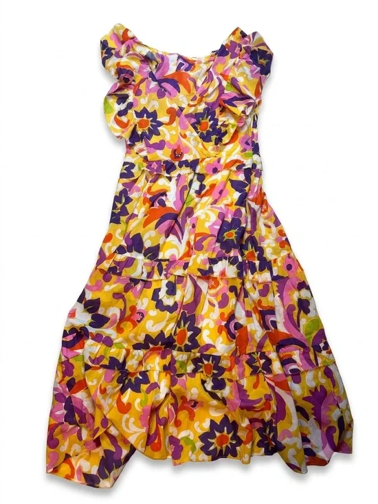 J. Crew collection Ruffle-sleeve dress in Ratti curly floral sz S
