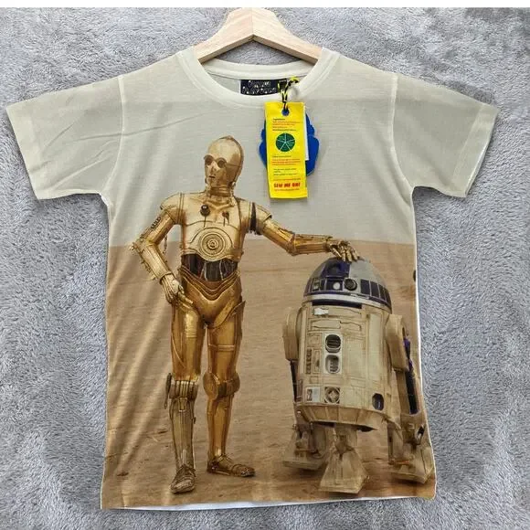 Fabric Flavours Star Wars C-3PO R2-D2 Graphic T Shirt Kids 9-10 NWT