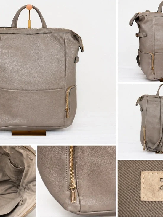 Target Taupe Leather Backpack Tote with Gold Hardware