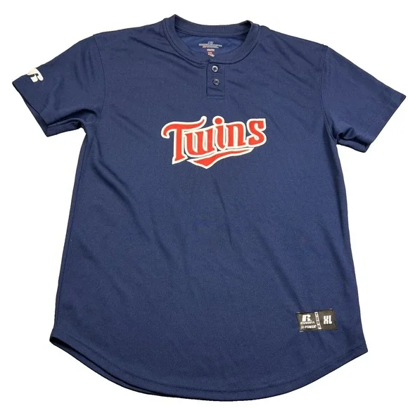 Russell Athletic MLB Minnesota Twins #53 Jersey Youth XL Buttoned Blue Shirt