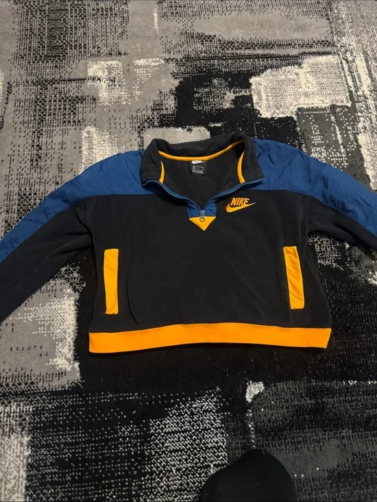 Nike Black and Blue Quarter-Zip Pullover with Orange Trim