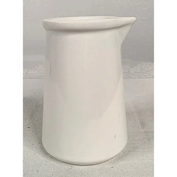 White Ceramic Handleless Pitcher Small Creamer Syrup Pourer Minimalist Stoneware