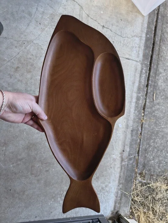 Vintage Wooden Fish Serving Platter