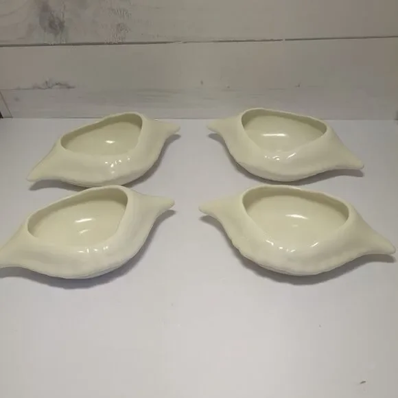 Vintage Imperial/ Deviled Crab  signed Hall Baking Dishes Set of 4 White