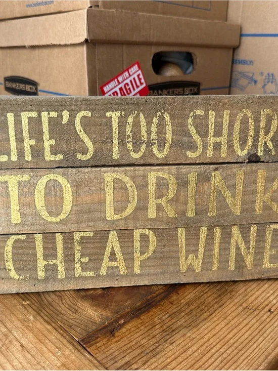 Rustic Wood Wall Sign – Yellow Lettering