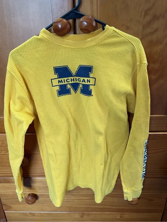 Vintage University of Michigan Yellow Thermal Long-Sleeve Shirt