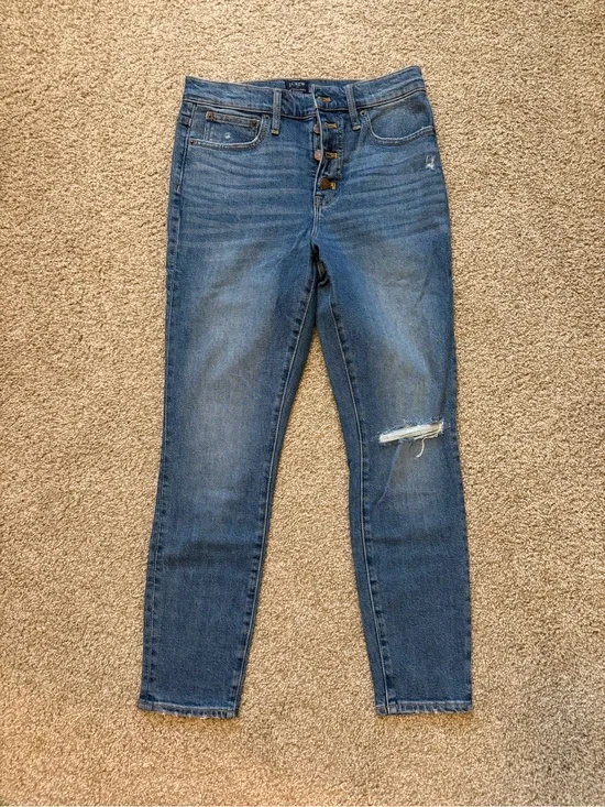 J. Crew High-Rise Distressed Blue Wash Jeans