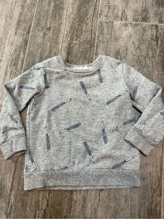 Miles the Label Toddler Grey Baseball Print Sweatshirt - 2T