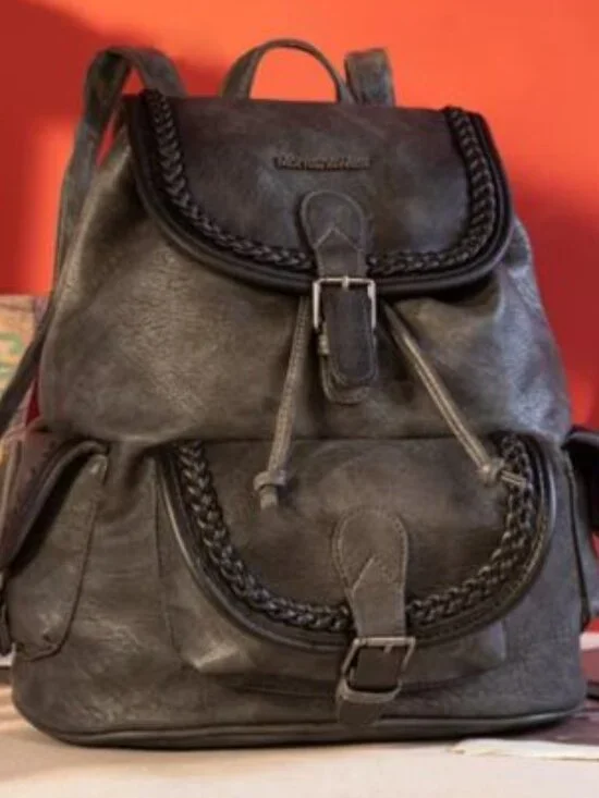 Montana West Stone Wash Backpack, Dark Gray NWT