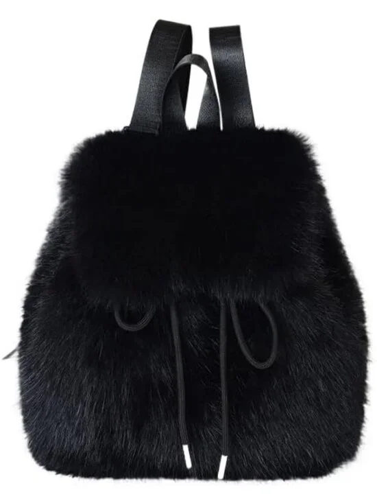 Slouchy Faux Fur Leopard Mini Backpack | Women's Winter Fashion Bag, Fuzzy Style
