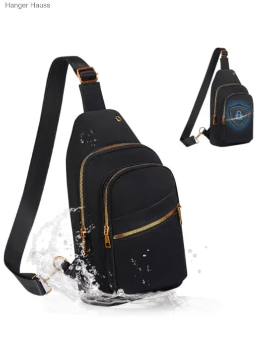 Waterproof RFID Sling Bag Crossbody Backpack for Travel Hiking, Adjustable Strap