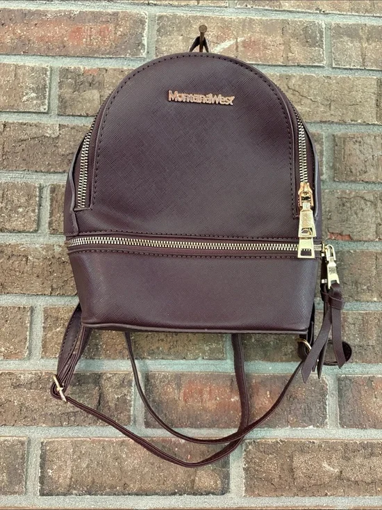 Montana West Chocolate Brown Mini Backpack with Gold Hardware
