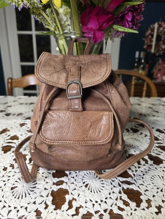 Wilson's Weathered Brown Leather Mini Backpack Shoulder Bag