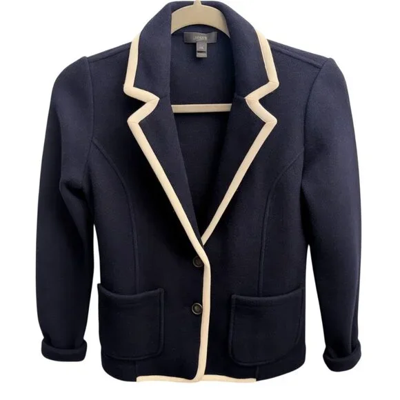 New J. Crew Schoolboy Sweater-Blazer Navy - Size XXS - Merino Wool - MSRP $198