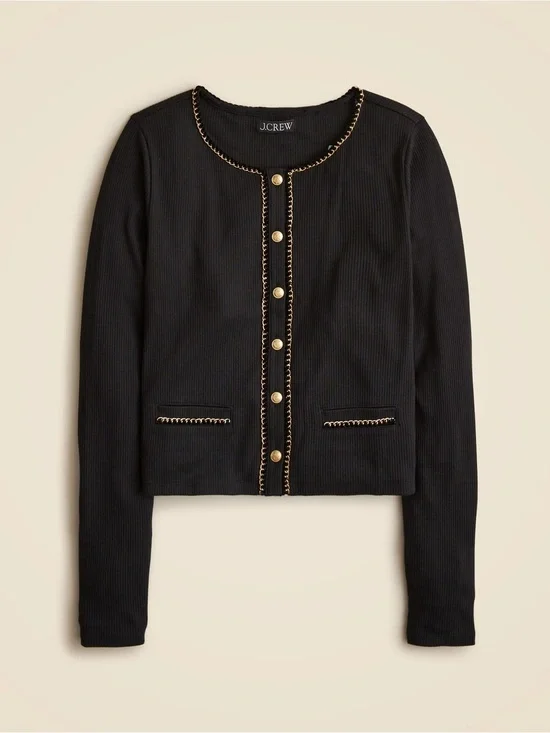 Jcrew Vintage rib lady jacket with chain trim