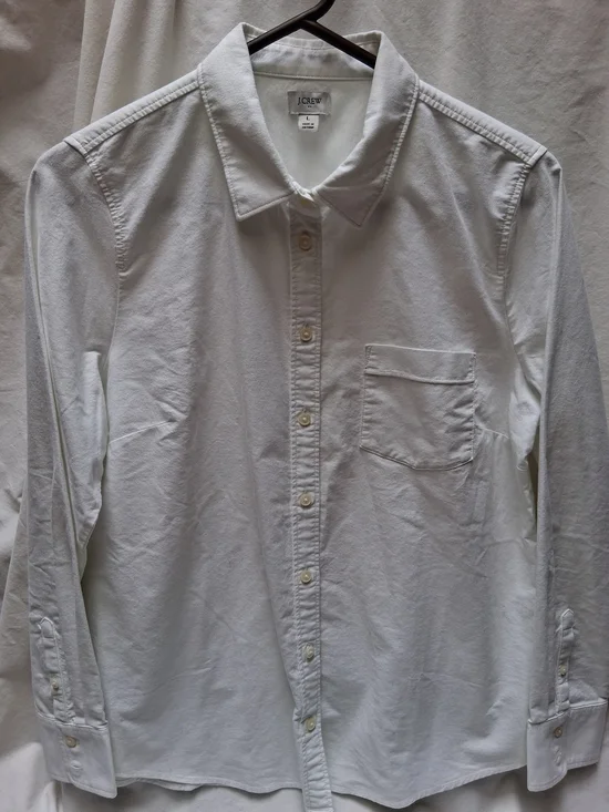 J. Crew Women's White Long-Sleeve Button-Down Shirt