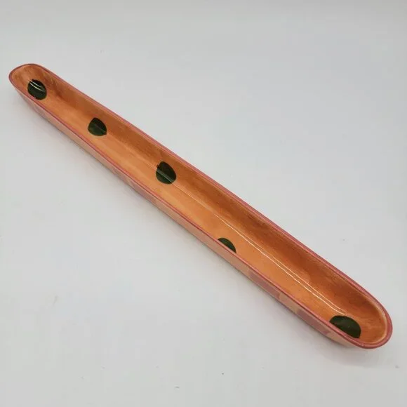 Laurie Gates 2002 Long Polka‎ Dot Ceramic Dish Breadsticks?  Made In USA