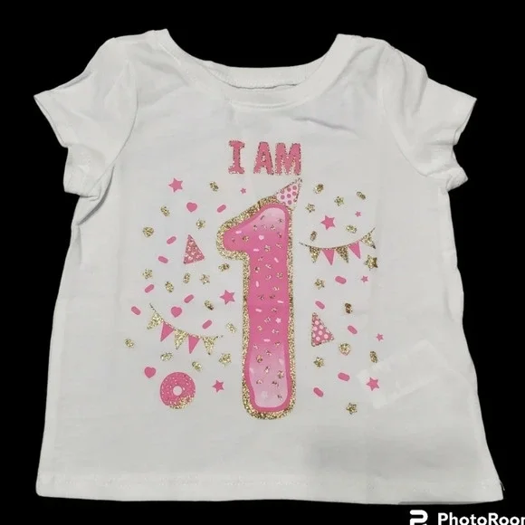 The Children's Place Baby Girl First 1st Birthday Tee Shirt Top 12-18 M