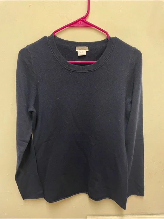 J. Crew Cashmere Classic Navy Crewneck Women's Sweater