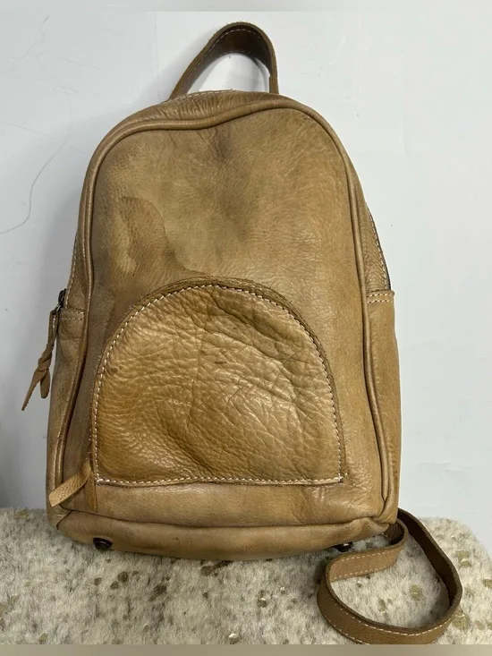 Nevermind! Tan Leather Backpack Purse‎