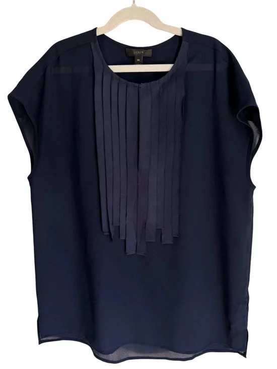 J. Crew Navy Pleated Blouse