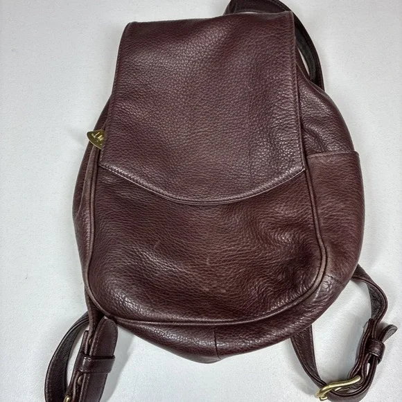 Vintage Libaire Pebbled‎ Brown Leather Backpack Adjsutable Flap Y2K Soft 10x14