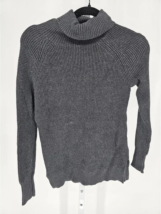 J Crew Womens Sz XXs Turtleneck Sweater Gray Ribbed Thick Knit