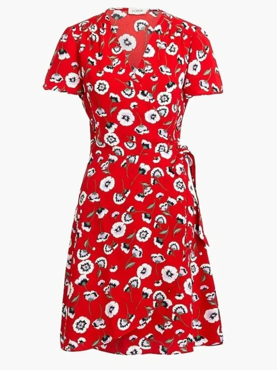 J. Crew Wrap Dress Size 10 Floral Short Sleeves Cottagecore L6954 Lightweight