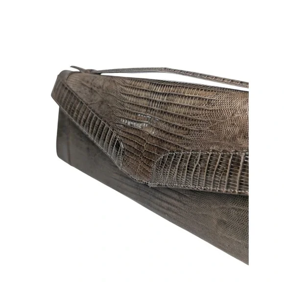 Sydney‎ of California Genuine lizard Leather Envelope Clutch Dk Taupe 1950s