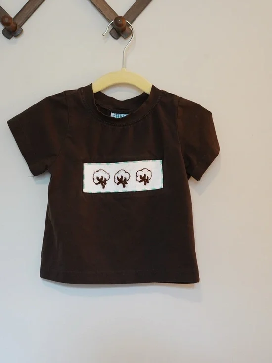 Brown 12M Short-Sleeve Tee with Cotton Smock