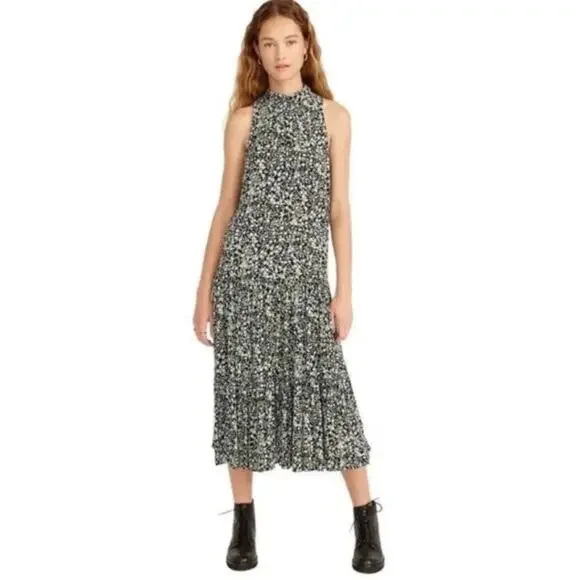J. Crew Drapey Tiered Dress in Fall‎ Garden Floral Sz 4