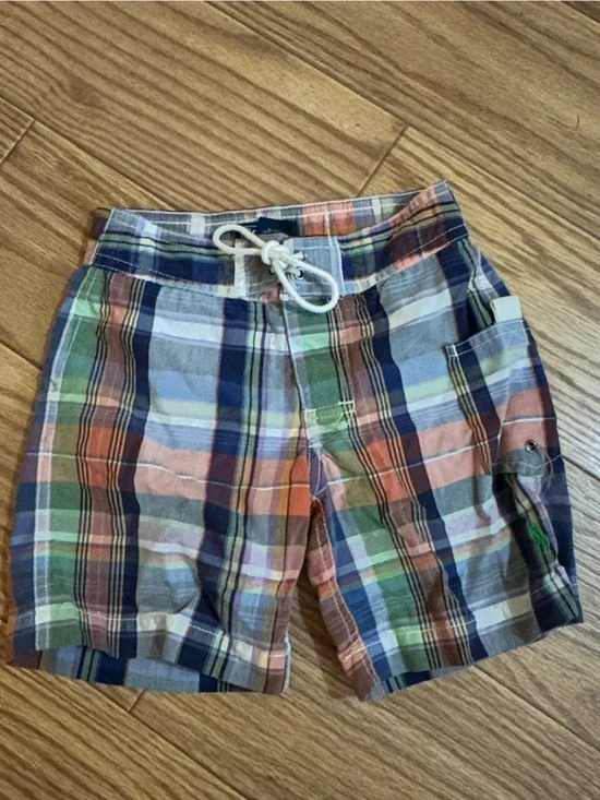 Ralph Lauren Polo Boys Madras plaid Swimtrunks  Size 4T