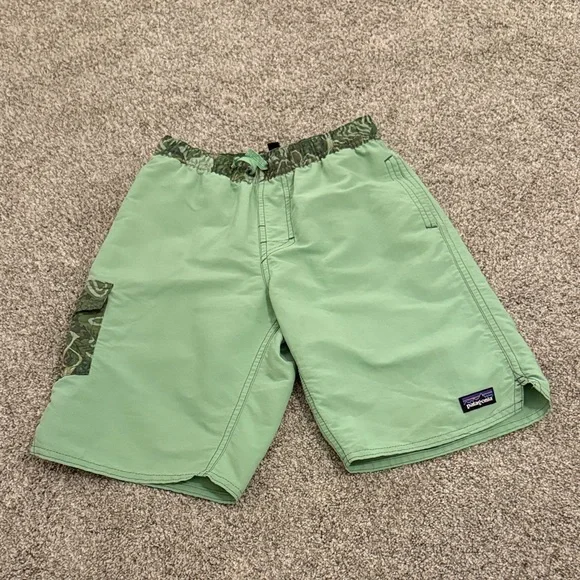 Patagonia Boys' Baggies Boardshort Thistle Green Swim Trunks Medium