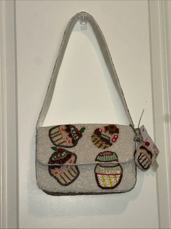 New Viral Made in India Beaded Cupcake Bag with Cupcake Charm