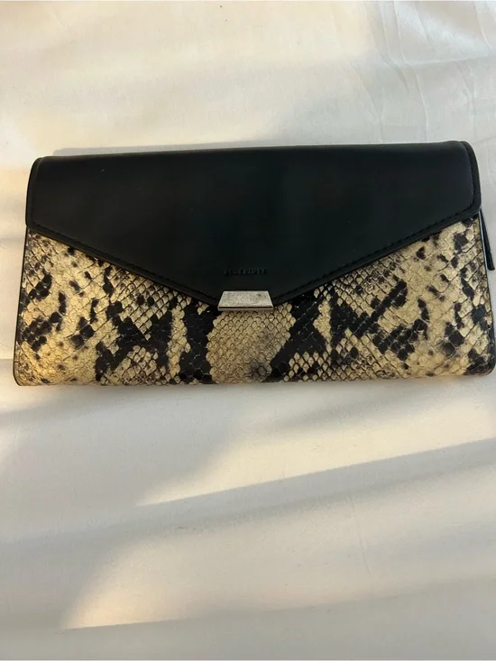 Black and Snake-Print Women's Envelope Clutch purse