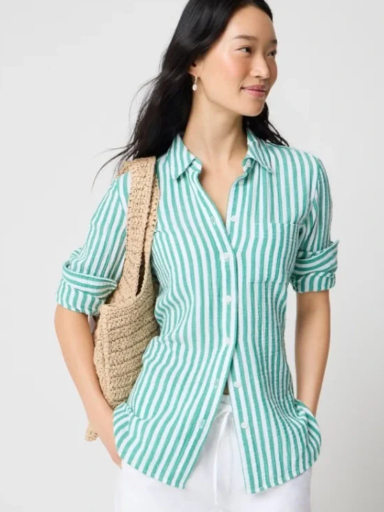 J crew Striped gauze button-up shirt