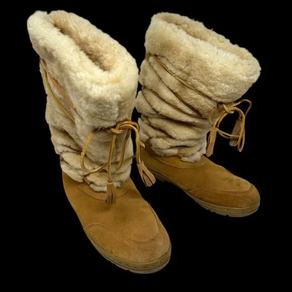 J. Crew Shearling Brown Suede Adirondack Winter Boots Size‎ 9