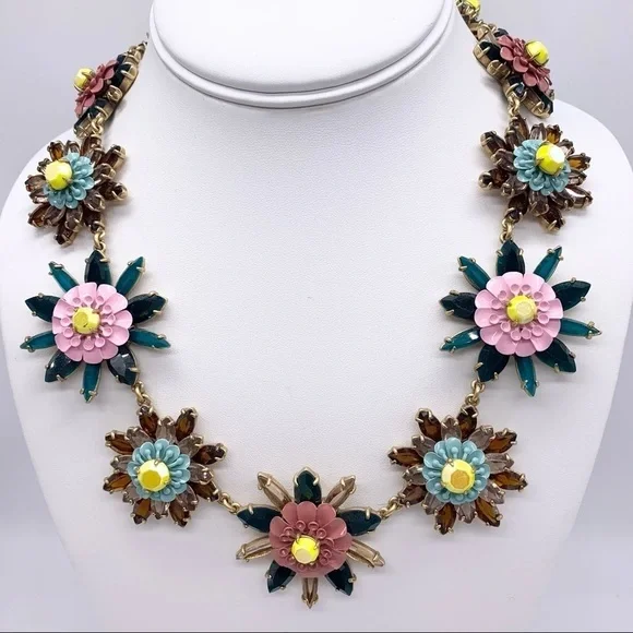 J. Crew Jeweled Flower Link Necklace