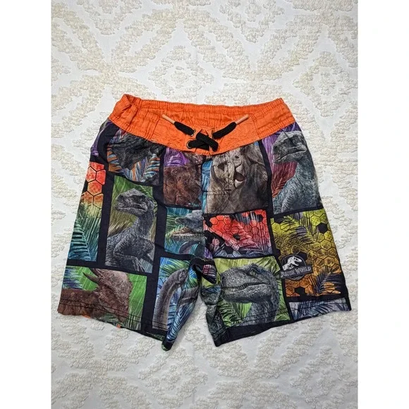 Jurassic World Dinosaur Graphic Swim Trunks Orange Multi XS 4/5 Boys‎ Swimwear
