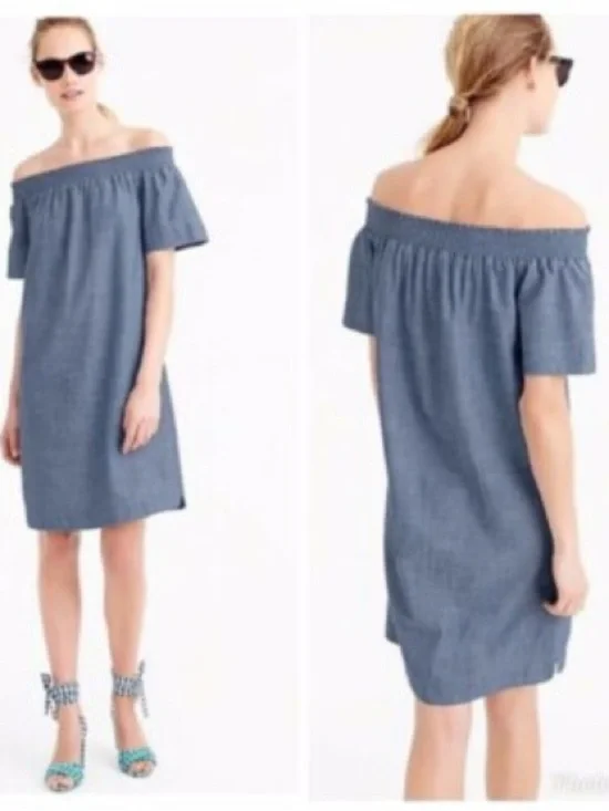 J. Crew One-Shoulder Chambray Shift Dress - Blue