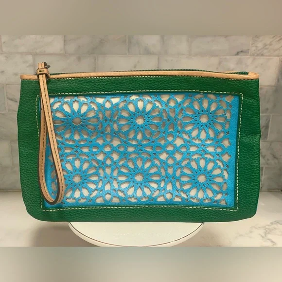 LOFT Floral Cut Out‎ Wristlet, Multicolored Leather Clutch