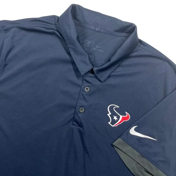Nike Polo Shirt Mens XL Navy Blue Houston Texans NFL Dri-Fit‎ 849246-459